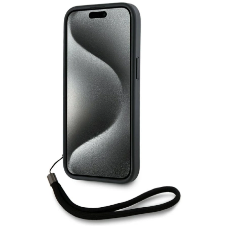Karl Lagerfeld Saffiano Athleisure Stripes Cord iPhone 15 Case - Pink