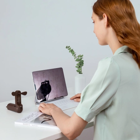 Jisulife Handheld Fan Life8 Plus Portable USB Fan with Power Bank and Flashlight - Brown