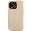 Original Handyhülle IPHONE 14 PRO MAX Guess Hardcase Saffianotriangle Logo (GUHCP14XPSATLE) beige