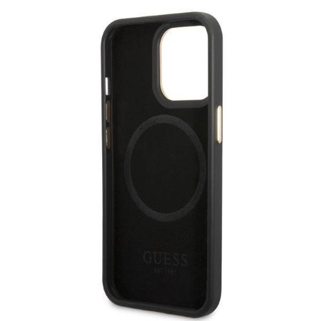 Guess Peony Logo Plate MagSafe - Etui iPhone 13 Pro (czarny)