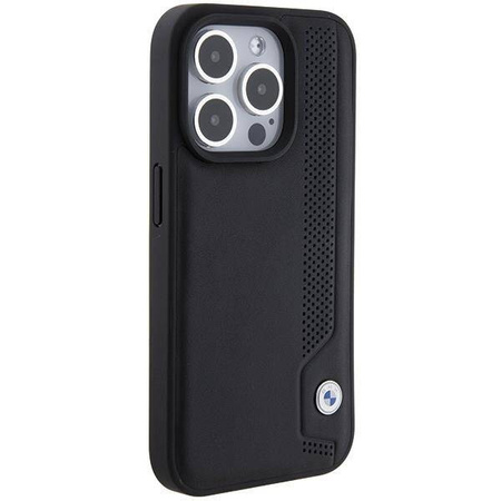 Oryginalne Etui APPLE IPHONE 15 PRO MAX BMW Hardcase Leather Blue Dots (BMHCP15X22RBDK) czarne