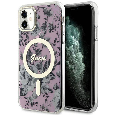 Guess GUHMN61HCFWSP iPhone 11 / Xr 6,1" rosa/rosa Hardcase Flower MagSafe