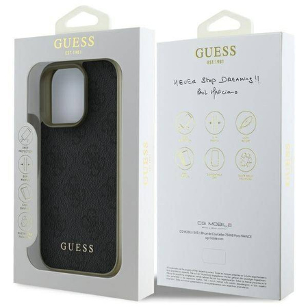 Original Case IPHONE 16 PRO MAX Guess Hardcase 4G Charms Collection (GUHCP16XGF4GGR) black