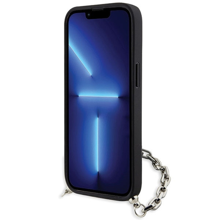 Karl Lagerfeld KLHCP14SSACKLHPK iPhone 14 6,1&quot; schwarz/schwarzes Hardcase mit Saffiano-Monogrammkette