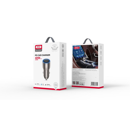 XO ŁAD SAM CC51 QC 40W 2xUSB-C SZARA + Kabel Lightning