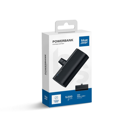 BLUE STAR powerbank 5000 mAh z wbudowanym złączem Typ C 2,1A W0556 czarny