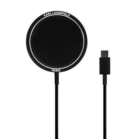 Karl Lagerfeld bezprzewodowa ładowarka indukcyjna (kompatybilna z MagSafe) 15W + kabel USB Typ C czarny (KF000566-0)