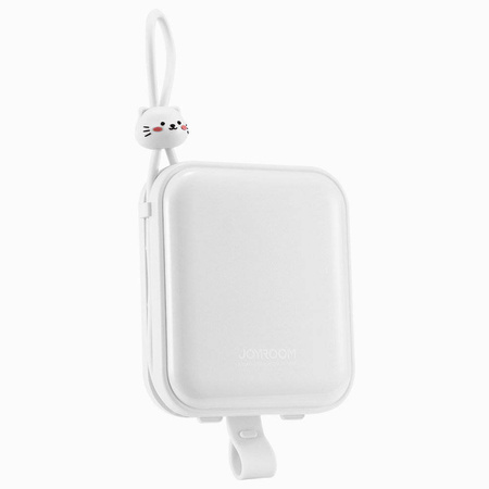 Joyroom powerbank z kablami USB C i Lightning oraz podstawką Cutie Series 10000mAh 22.5W biały (JR-L008) 