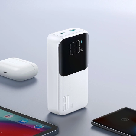 Mini power bank with built-in cables Joyroom JR-PBC06 30W 10000mAh - white