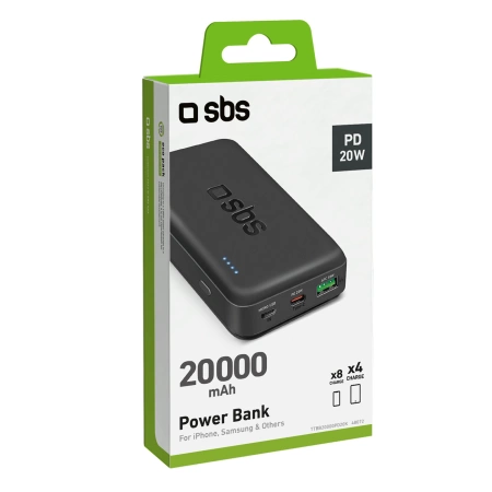 Powerbank SBS TTBB20000PD20K 20000 mAh 20W PD USB-C, USB-A, Micro-USB - czarny