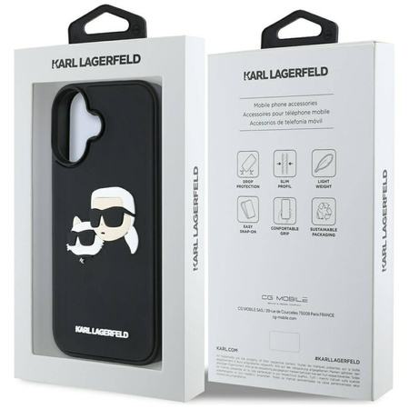 Schutzhülle IPHONE 16 Karl Lagerfeld HC 3D Rubber Double Heads schwarz