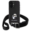 Original Case IPHONE 16 Karl Lagerfeld Hardcase Saffiano Karl&Choupette Metal Pin CBDY Strap (KLHCP16SSAKCPBK) black
