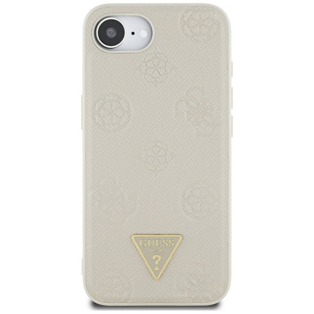 GUESS futerał do IPHONE 16e (SE 4 2025) kompatybilny z MagSafe GUHMPSE4PGBTME (Grained PU Hot Stamp Peony Triangle Logo) beżowy