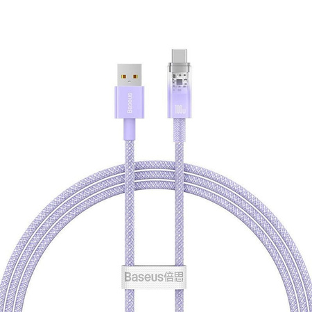 BASEUS kabel USB A do Typ C PD 100W Explorer CATS010405 1 m fioletowy
