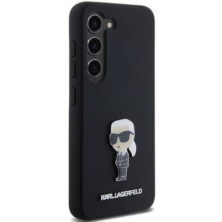 Oryginalne Etui KARL LAGERFELD hardcase Silicone Ikonik Metal Pin KLHCS24SSMHKNPK do Samsung Galaxy S24 czarny
