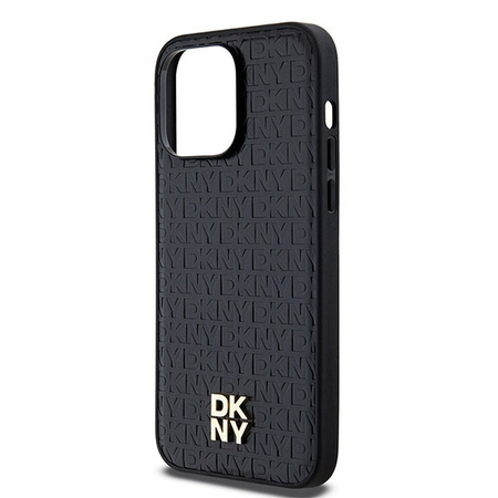 DKNY DKHMP13LPSHRPSK iPhone 13 Pro / 13 6.1" czarny/black hardcase Leather Pattern Metal Logo MagSafe
