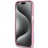 Guess Ring Stand Script Glitter MagSafe-Hülle für iPhone 15 Pro – Rosa