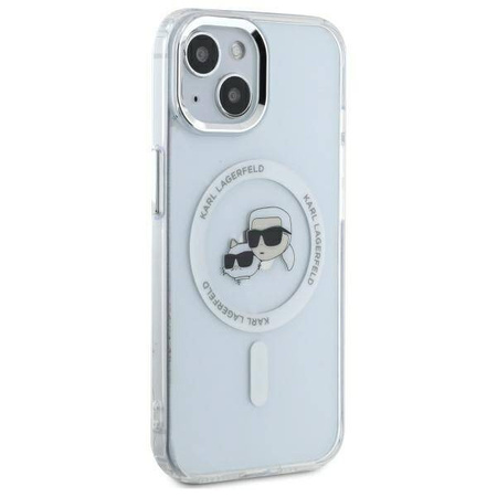 Oryginalne Etui IPHONE 14 Karl Lagerfeld Hardcase IML Metal Karl&Choupette Head MagSafe (KLHMP14SHLSKCH) białe