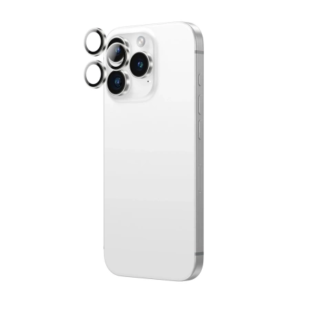 Szkło hartowane AMAZINGTHING AR Aluminium 3 Lens Glass z ramką na soczewki aparatu do iPhone 16 Pro / 16 Pro Max - srebrne