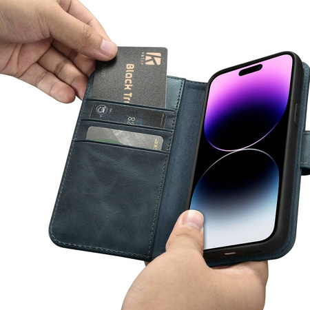 iCarer Oil Wax Wallet Case 2in1 Case iPhone 14 Pro Max Leder Flip Cover Anti-RFID Blau (WMI14220724-BU)