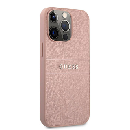 Oryginalne Etui IPHONE 13 PRO MAX 6,7" Guess Hardcase Saffiano Stripe GUHCP13XPSASBPI różowe