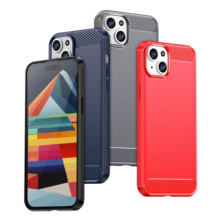 Elastyczne etui wzór karbon do iPhone 15 Plus Carbon Case - czarne