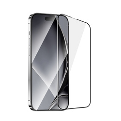 Szkło hartowane z metalową ramką do iPhone 14 Pro 6,1&quot; czarna ramka