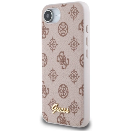 Etui Guess Peony Script Logo MagSafe na  iPhone 16e - brązowe