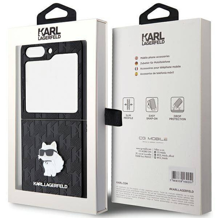 Oryginalne Etui KARL LAGERFELD Hardcase KLHCZF5SAPCHNPK do Samsung Z Flip 5 (Saffiano Mono Choupette PIN / czarny)