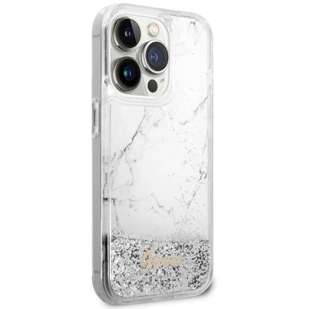 Guess GUHCP14LLCSGSGH iPhone 14 Pro 6,1" weiß/weißes Hardcase Liquid Glitter Marble