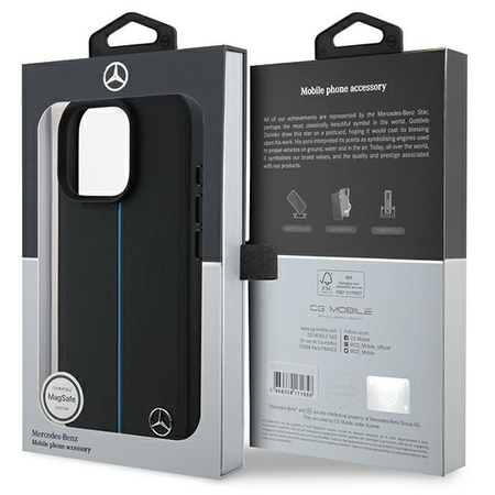 Mercedes nakładka do iPhone 16 Pro 6,3&quot; MEHMP16L23RURBK Hardcase MB Blue Line Leather MagSafe czarna