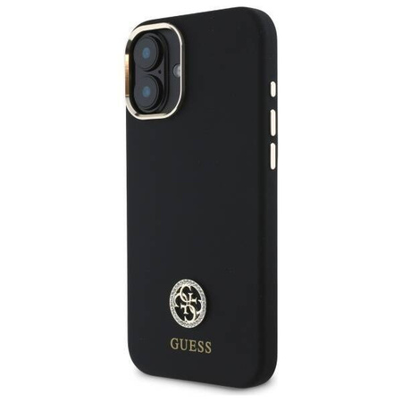 Original Case IPHONE 16 Guess Hardcase Silicone Logo Strass 4G (GUHCP16SM4DGPK) black