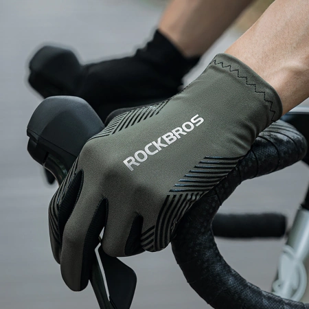 Rękawiczki rowerowe Rockbros wiosna/lato/jesień, pełne, rozmiar: M - czarne
