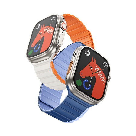 HOCO pasek silikonowy magnetyczny do Apple Watch 42 / 44 / 45 / 49 mm AS102 ciemny niebieski z jasnym niebieskim