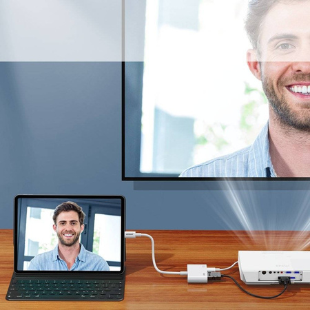 Joyroom Adapter Lightning (Male) to Digital HDMI Adapter (Female) + Lightning (Female) FullHD 1080p 60Hz white (S-H141 white)