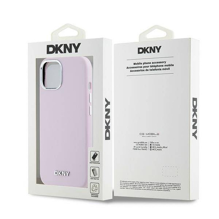 Etui DKNY Liquid Silicone Small Metal Logo MagSafe na iPhone 14 / 15 / 13 - różowe