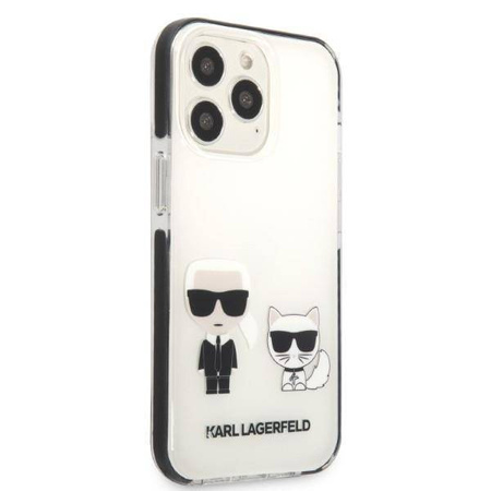 Original Handyhülle IPHONE 13 PRO Karl Lagerfeld Hardcase Karl&Choupette weiß