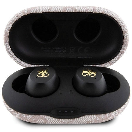 TWS Guess 4G Metal Bluetooth headphones with ENC docking station - pink