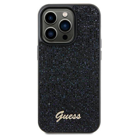 Guess nakładka do iPhone 13 Pro 6,1&quot; GUHCP13LPMSDGSK HC PU DISCO SCRIPT METAL czarna