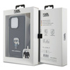 Karl Lagerfeld Crossbody Saffiano Monogram Metal Pin Karl &amp; Choupette Case for iPhone 15 Pro - Black