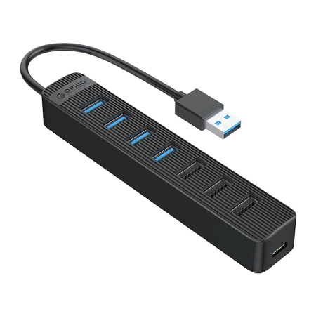 HUB 7-portowy input: USB-A 3.0 / output: 4x USB-A 3.0 + 3x USB-A 2.0   - czarny