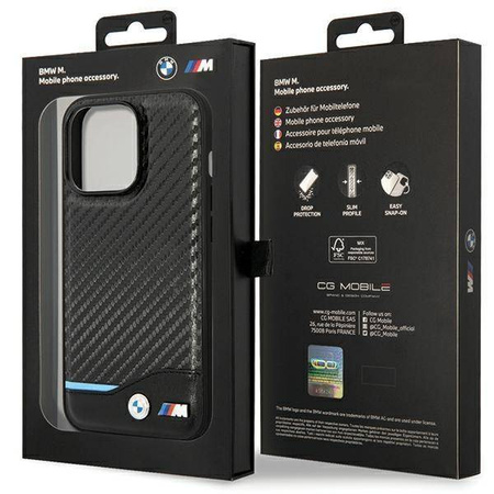 Hülle BMW BMHCP13L22NBCK iPhone 13 Pro / 13 6,1&quot; schwarz/schwarz Hardcase Leder Carbon