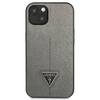 Original Case IPHONE 14 Guess Hardcase Saffianotriangle Logo (GUHCP14SPSATLG) silver