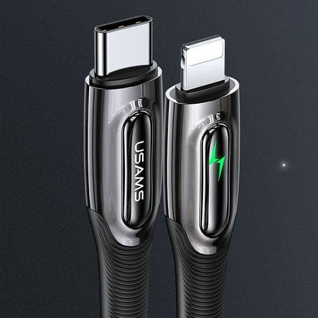 USAMS Kabel pleciony USB-C na Lightning Smart Power-off 20W PD Cable1.2m ciemny zielony/dark green SJ518USB02 (US-SJ518)