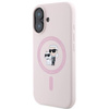 Original Case IPHONE 16 PLUS Karl Lagerfeld Hardcase Silicone Karl&Choupette Ring MagSafe pink