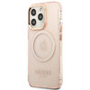 Original Case IPHONE 13 PRO Guess Hard Case Gold Outline Translucent MagSafe (GUHMP13LHTCMP) pink