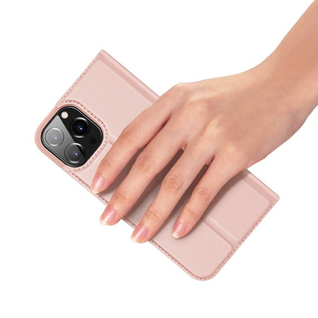 Etui IPHONE 13 PRO MAX z klapką Dux Ducis skórzane Skin Leather jasny róż