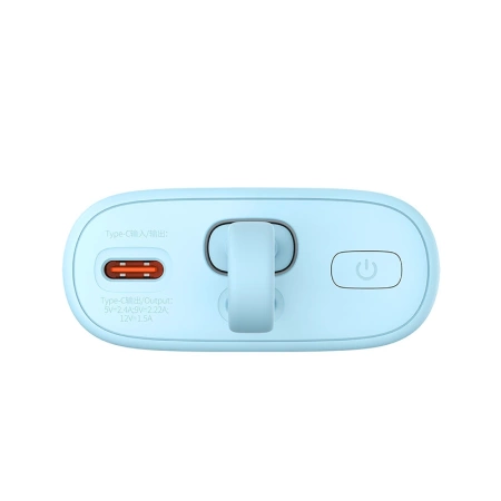 Powerbank Baseus Popsicle 5200mAh 20W z wbudowanym kablem Lightning (+ biały kabel Baseus Simple USB-C - USB-C 60W/20V/3A/30cm) - niebiesko-pomarańczowy