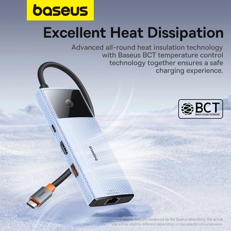 USB HUB 6in1 Baseus Metal Gleam Series II USB-A/USB-C/USB-C PD/HDMI/RJ45/SD/TF - black