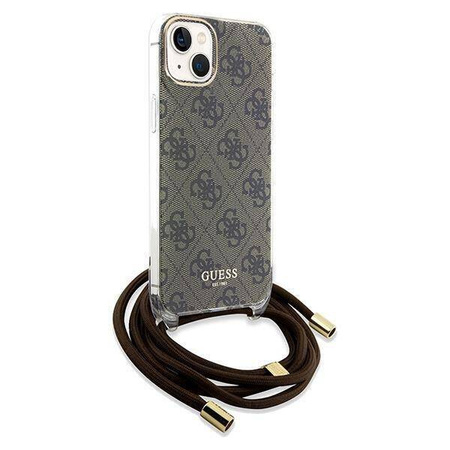 Guess Crossbody Cord 4G Print Hülle für iPhone 15 / 14 / 13 – braun